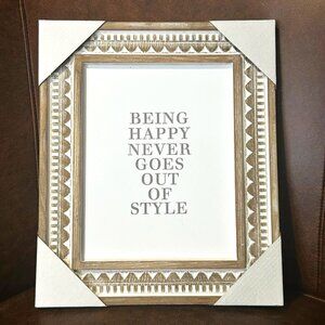 NWT "Being Happy Never Goes Out of Style" Wood Ornate Beaded Picture Frame